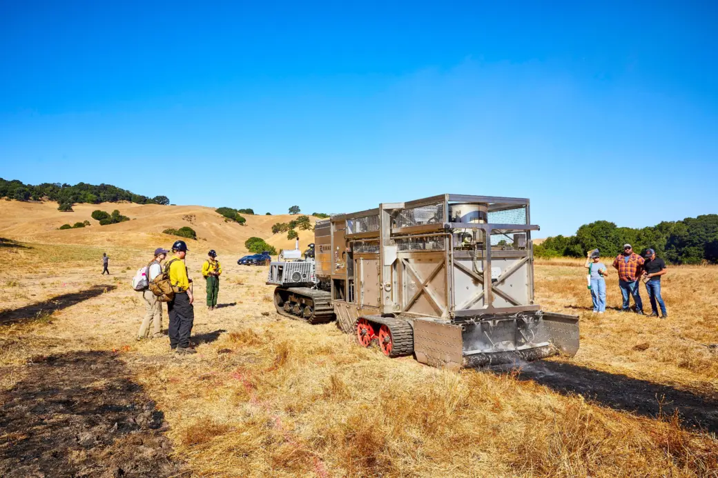 Remotely operated burn bot conducting prescribed fire on JMLT property